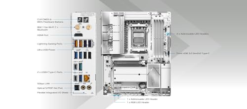 Image of ASRock X870E Challenger WiFi White, AMD AM5 Ryzen 9000-7000, DDR5 8200+ (OC), PCIe 5.0, Dual USB4, Wi-Fi 7, 5G LAN, 20+2+1 Phase 110A SPS