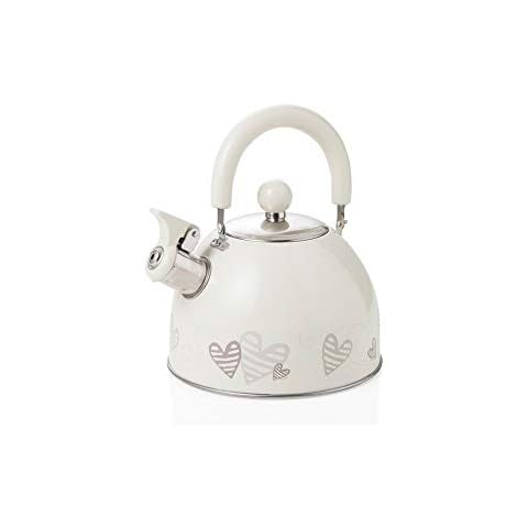 BRANDANI Batticuore Stainless Steel Kettle, White, One Size Cover