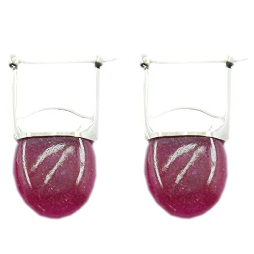 Boucle d'oreille rubis indien en argent 925, le cadeau idéal pour femme