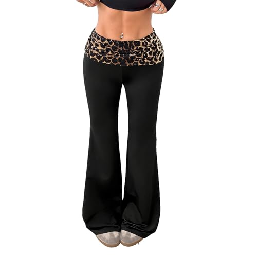 Pantalones de verano para mujer tipo campana, cómodos pantalones de ocio de leopardo