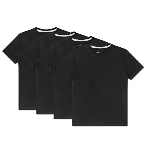 Brix Boys' Short Sleeve T-Shirts – Jersey Cotton Crew Neck 4-Pack Tagless Tees. 100% Cotton (Black 4 Pack, 3T) #TOP19