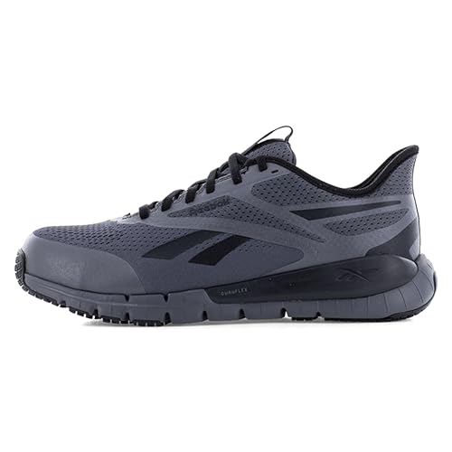 Reebok Work Men's Flex Trainer Work with Elevated Ease On/Off Gray and Black Composite Toe Shoe