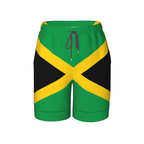 Flag of Jamaica Youth Beach Pants, Soft and Breathable, with Drawstring Waist, Suitable for Sports and Leisure.