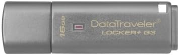 Kingston Data Traveler Locker + G3 (DTLPG3/16GB) USB 3.0 Personal Data Protection with Automatic Cloud Backup, Silver