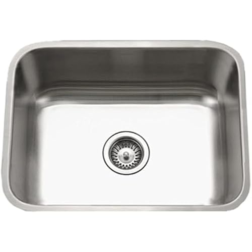 Houzer Stainless Steel STS-1300-1 Eston Series l Kitchen Sink - Undermount 23 inch Single Bowl Sink, Corrosion Resistant Stainless Steel, Easy to Clean Satin Finish, Ideal for Washing and Food Prep