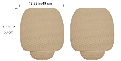 Image of BROGBUS Car Seat Cover for Front Seats Universal Fit for Car, SUV & Sedan Anti-Slip Soft Cushioned Seat Cover with Storage Pocket, Cream (2 Pieces)