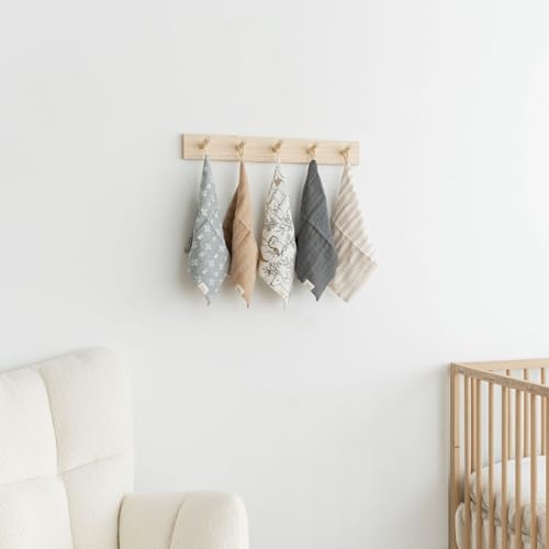 Image of Crane Baby Wash Cloth Set, 100% Cotton, Set of 5, Woodland Animal Theme, Muslin Washcloths for Newborn, Baby Registry Gift