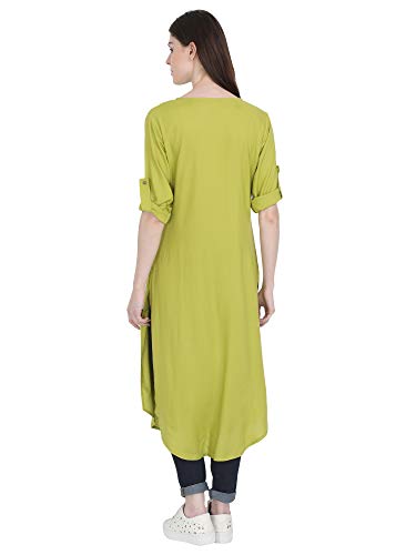 Image of Women's Rayon Solid Long-Length Kurti