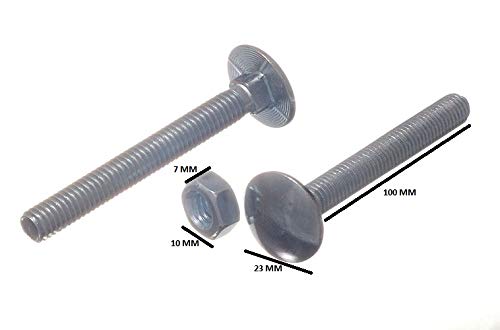 100 bulloni quadrati a testa tonda M10 x 130 mm con dado BZP