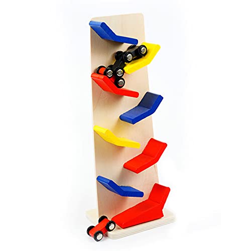 TOOLART Wooden Sliding Cars Gravity Track Set. 12 x 4.5 inches- Multi Color Toy Review India (Iknoor World )