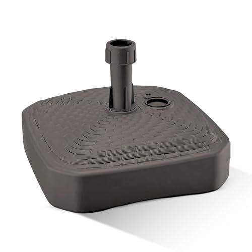 GARDENIX Sonnenschirmständer Quadratisch Braun Rattanoptik aus Kunststoff befüllbar mit Sand, Wasser, Kies zu Garten, Strand, Terrasse -Sonnenschirm Schirmhalter Schirmständer Schirmständer Ständer
