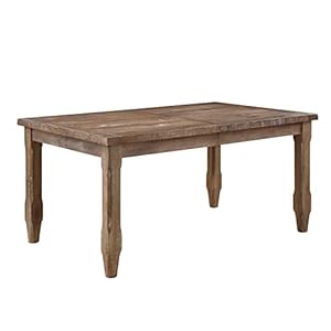 Extendable Dining Table Brown Cabin Lodge Farmhouse Rustic Rectangular Wood Distressed Driftwood Finish Leaf Extension