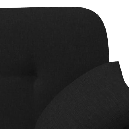 Sofá de dos plazas minimalista en madera y tela negra con capitoné moderno 8