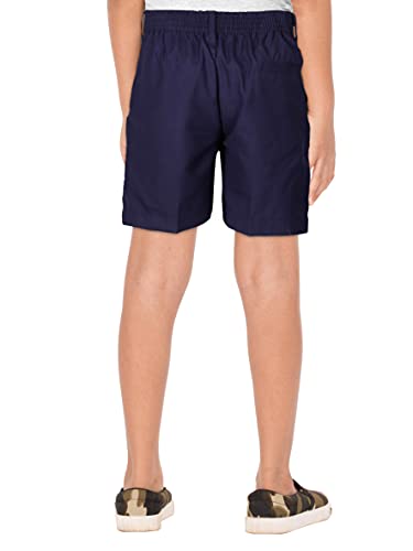Image of Boys' Navy Blue School Shorts | Elastic Waistband for Comfort | Terry Cotton Blend for School & Play | Regular Fit