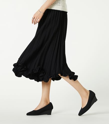 Arromic Women's Wedge Pumps Square Toe Low Wedge Heel Shoes Comfortable V-Cut Closed Toe Wide Wedges Dress Shoes for Women Work Office Casual Daily Dressy 2 inch3