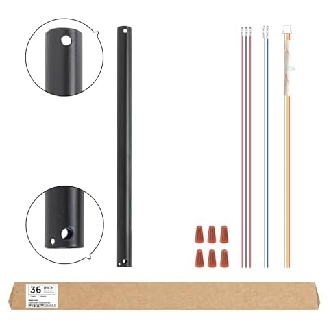 ECOiTEL 36 inch Ceiling Fan Downrod,36" Height Ceiling Fan included 9 Extension Wire for Wide Range of Fans Downrod, Unthreaded,Dia 1.02'',Black Cover