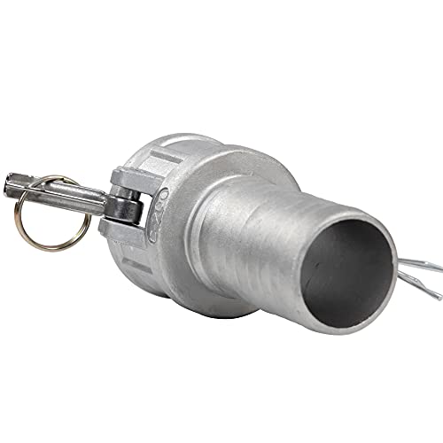 Quafwia 2 PCS Aluminum 2 inch Cam lock Fittings (Part C), Cam and Groove Hose Fitting Part C 2" Female Coupling x 2" Multi-serrated Hose Shank With Camlock coupling Gasket Inside.