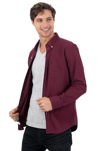 Image of American Eagle Men Burgundy Slim Fit Oxford Button-Up Shirt