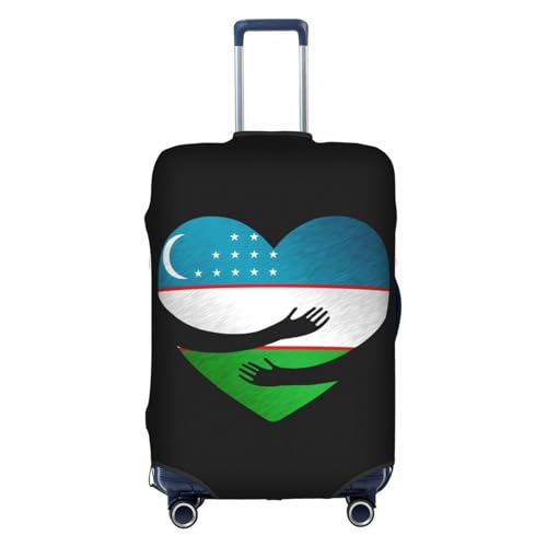 Travel Luggage Cover Uzbekistan Uzbek Flag Heart Fashion Washable Baggage Suitcase Protector Fit For Luggage Medium