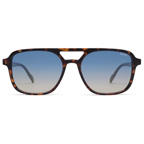Image of SOJOS Retro Aviator Sunglasses for Women Men,Trendy Rectangle Womens Mens Shades Sun Glasses SJ2202