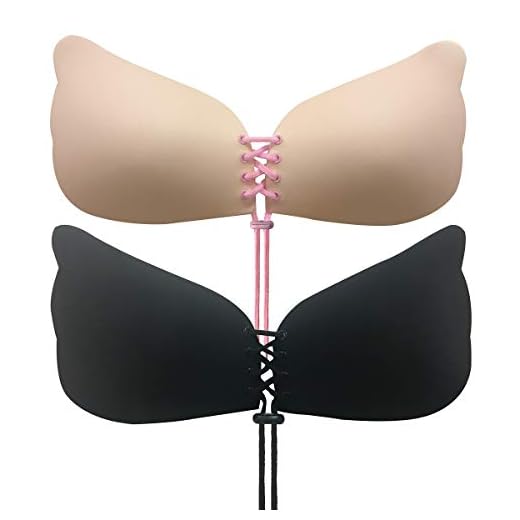 Eozfly Trägerloser Klebe BH, 2 Stück Push Up Sticky Bra Unsichtbarer Nippel Cover Adhesive Lifting Bra Rückenfrei BH Selbstklebender Silikon Invisible Bra (L, Schwarz + Haut, Numeric_2) 5 2 Stück Klebe BH,trägerloser klebe bh,rückenfreier bh,Push-up BH,Invisible Bras,Trägerloser Demi-BH mit Dem Selbstklebendem Kordelzug Bras für,Abendkleider,Brautkleide (D Cup, Schwarz + Beige-1)