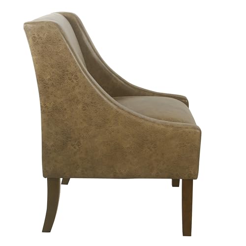 Image of HomePop Modern Swoop Arm Accent Chair - Distressed Brown Faux Leather