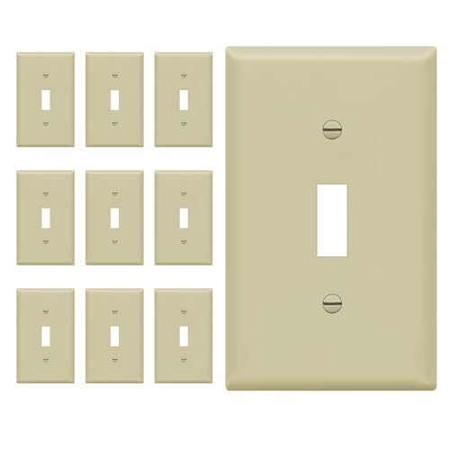 Image of ENERLITES Toggle Light Switch Wall Plate, Gloss Finish, Size 1-Gang 4.50 inch x 2.76 inch, Unbreakable Polycarbonate Thermoplastic, 8811-I-10PCS, Ivory (10 Pack)