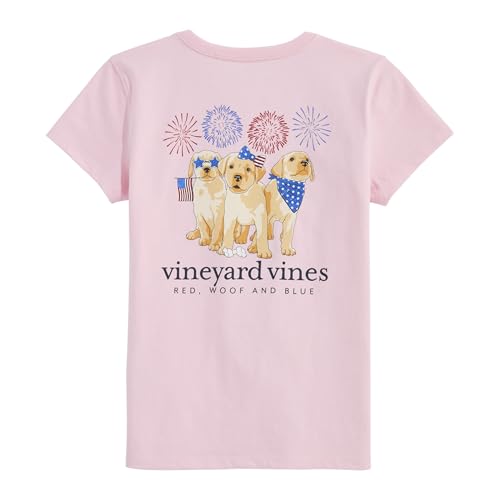 vineyard vines Girls' Glitter Fourth of July Puppies Short-Sleeve Tee