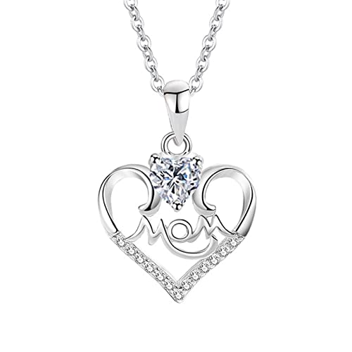 Collier argent sterling et pendentif cœur étincelant en zirconium de haute qualité