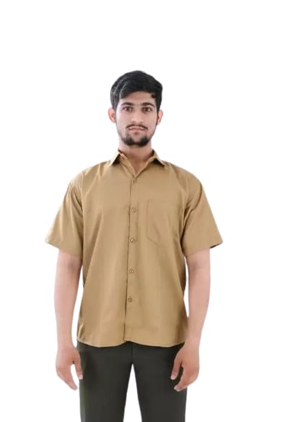 SHREEAARVI Men Khaki Shirts | Half & Full Sleeves | Comfortable Wear | Work/Duty Wear