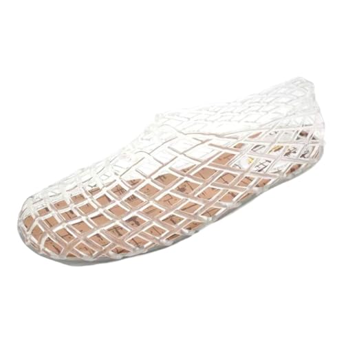 Geerta Jelly Mesh Ballet Flats for Women Clear Jelly Sandals Hollow Water Slides Slip on House Slippers Wide Lightweight Breathable No Slip Dressy Ballerina Shoes Summer Beach Party Cruise Vacation