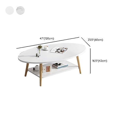 Table basse ovale en marbre blanc table d'appoint gain de place - 3