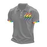 Camisa para hombre Rainbow Gay Polo con botones, camisa de ocio, cuello de solapa, camisa de manga corta LGBT, camisa de verano de manga corta, camisa deportiva Pride Month Trachtenhemd holgada para