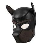 Raycity Leather Full Face Mask Dog Puppy Hood Removable Mouth Costume Party Cosplay Unisex (Black&Brown)