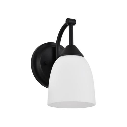Ntsunxeko Traditional 1-Light Indoor Black Wall Sconce with Frosted Glass Bathroom Bedroom Hallway, 9.6" H x 5.5" W, Textured Black by Ntsunxeko - Used condition - Image 3