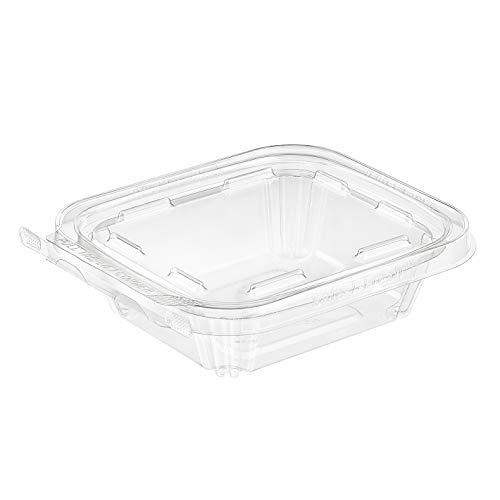 Safe T Fresh Tamper Evident 8 OZ Plastic Clear Hinged Container with Hanger/Case of 240
