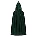 KNELOR Kids Hooded Velvet Cloak Robe Halloween Cosutme Cape Fancy Cosplay Costumes 3 to 16 Years (L/age 8-16, Green)