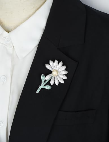 Image of Daisy Boutonniere Flower Lapel Pin Brooch Breastpin Sunflower Tie Pins Tie Tack Pins for Women Hat Jacket Suit