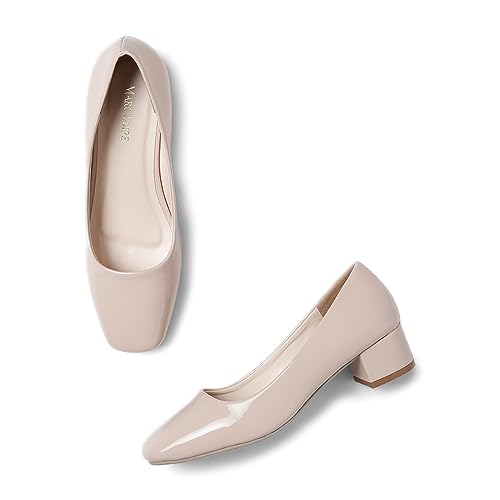 Image of Marc Loire Women Square Toe Solid Block Heel Pumps for Office, Party and Formal Wear