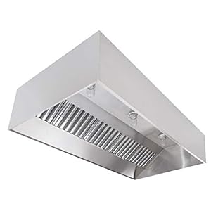 Commercial Kitchen Restaurant Duty Exhaust Hood, Wall Canopy Stainless Steel Exhaust Hood with Baffle Hood Filters, High Temperature Light Fixtures, and 10” Round Exhaust Riser (5′ Long Hood)