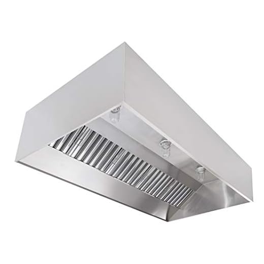 Commercial Kitchen Restaurant Duty Exhaust Hood, Wall Canopy Stainless Steel Exhaust Hood with Baffle Hood Filters, High Temperature Light Fixtures, and 10” Round Exhaust Riser (5' Long Hood)