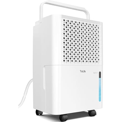 ToLife 2000 Sq.ft Dehumidifier for Basement with Drain Hose, 22 Pint Quiet Dehumidifiers for Home Large Room Garage Bedroom Bathroom, White Cover