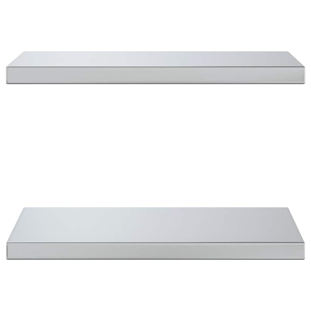 Mensole da parete, 2 pezzi, per ufficio, bagno, 50 x 30 x 3 cm, in acciaio inox, colore: argento