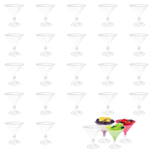 JIUCHAOTONG 22 Pcs Plastic Martini Cocktail Glasses 150ml Party Cocktail Glasses for Party Wedding Drinking Desserts Appetizers Pool Events