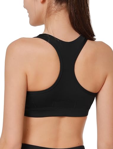 Image of Yvette Racerback Sports Bras for Women High Impact Front Zip Supportive Wireless Workout Bra