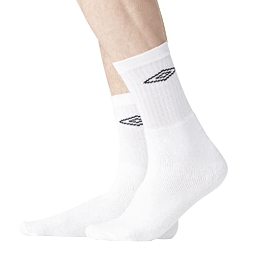 UMBRO Calzini Uomo Sportivo Resistente, Set di 6 Calze Uomo Lunghe Tennis, Confortevoli, Bianchi, Taglie 39/42 - Immagine 3