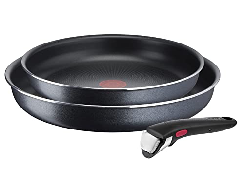 Tefal L15892 Ingenio XL Force - Juego de sartenes (3 piezas, 22/26 cm + 1 mango extraíble,...