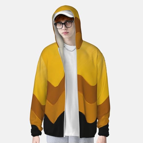 UPF 50+ Sun Protection Hoodie Long Sleeve Mustard Yellow and Black Sun Shirt Rash Guard Fishing Shirts for Men4