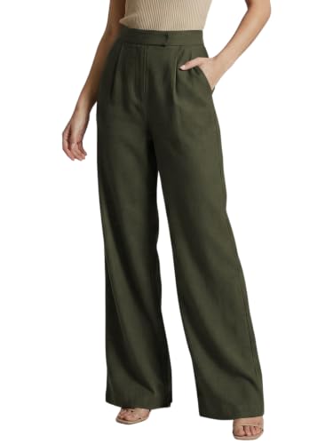 Image of Leriya Fashion Women Relaxed Fit Wide Leg Trousers | Malai Cottage Clip Closure Wide Leg Pants for Women | Casual Straight Lounge Pants with Pockets | Stylish Everyday Office Outfit Bottom Pant