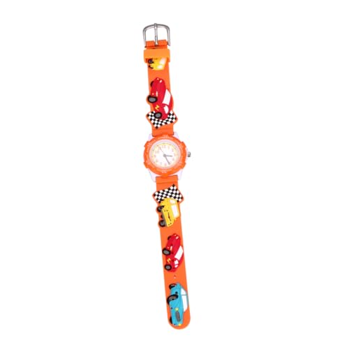 FRCOLOR Reloj De Dibujos Animados Esté a Los Auto Reloj para a Prueba De Agua Mirar Los Miran con Mira para Chicos Ver De Polivinilo Naranja